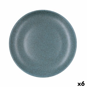 Flat Plate Bidasoa Element Hydrozero Blue Ceramic Ø 27 cm (6 Units)