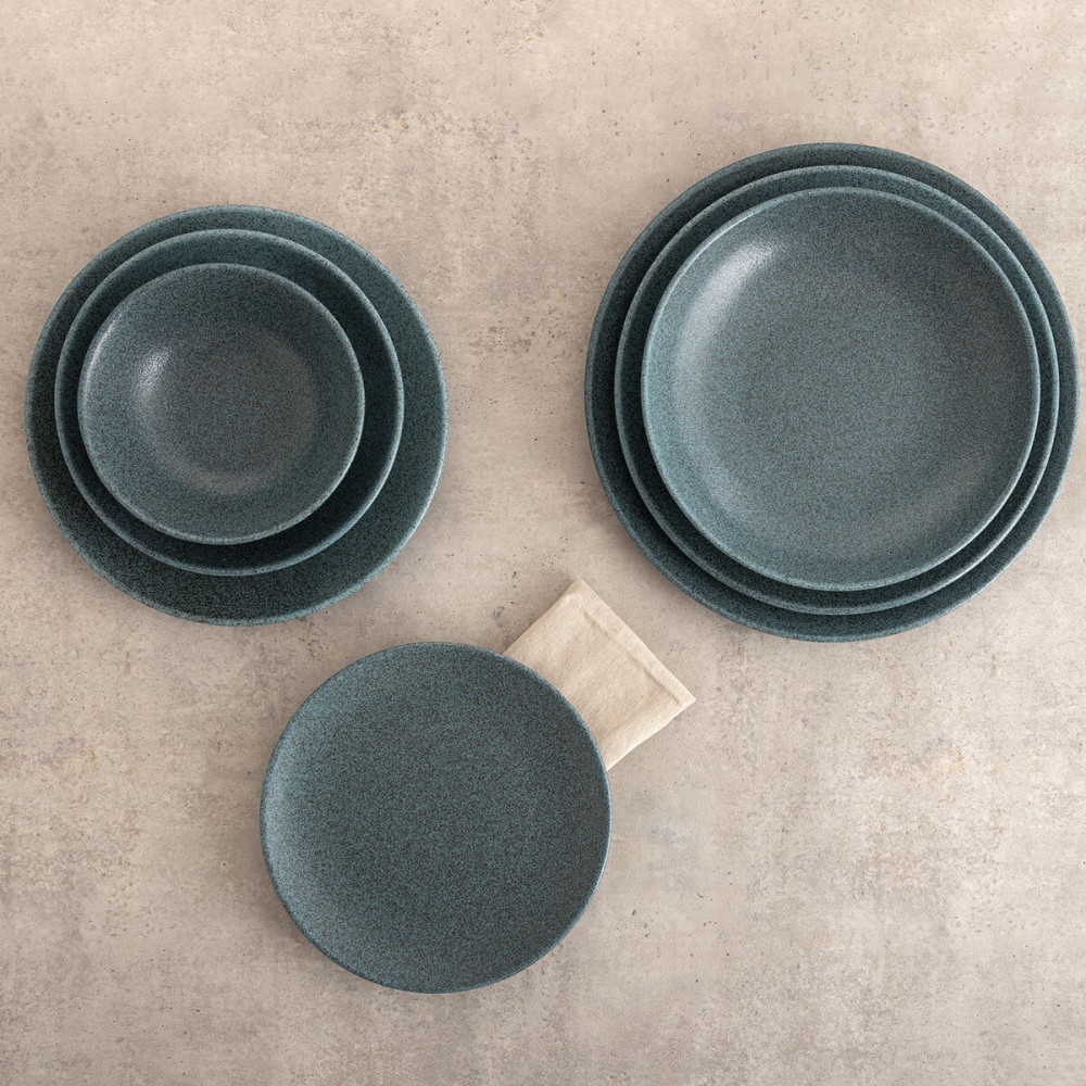 Flat Plate Bidasoa Element Hydrozero Blue Ceramic Ø 27 cm (6 Units)