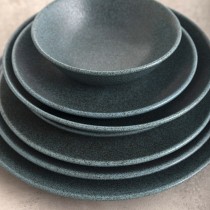 Flat Plate Bidasoa Element Hydrozero Blue Ceramic Ø 27 cm (6 Units)