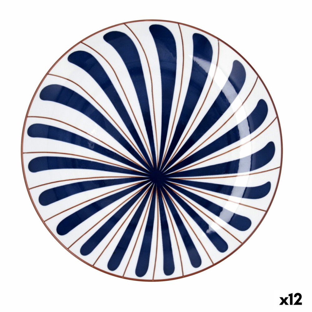 Flat Plate Bidasoa Oceanika Blue Ceramic Ø 27 cm (12 Units)