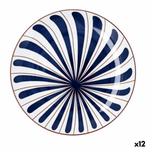 Flat Plate Bidasoa Oceanika Blue Ceramic Ø 27 cm (12 Units)