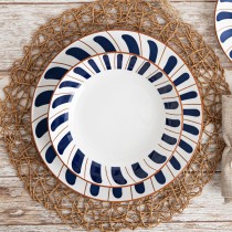 Flat Plate Bidasoa Oceanika Blue Ceramic Ø 27 cm (12 Units)