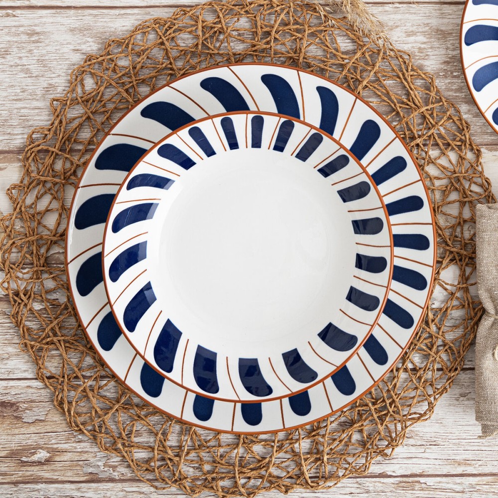 Flat Plate Bidasoa Oceanika Blue Ceramic Ø 27 cm (12 Units)