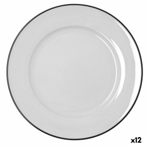 Flat Plate Bidasoa Glacial Filo White Ceramic Ø 30 cm (12 Units)