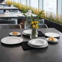 Flat Plate Bidasoa Glacial Filo White Ceramic Ø 30 cm (12 Units)