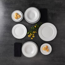 Flat Plate Bidasoa Glacial Filo White Ceramic Ø 30 cm (12 Units)