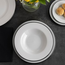 Flat Plate Bidasoa Glacial Filo White Ceramic Ø 30 cm (12 Units)