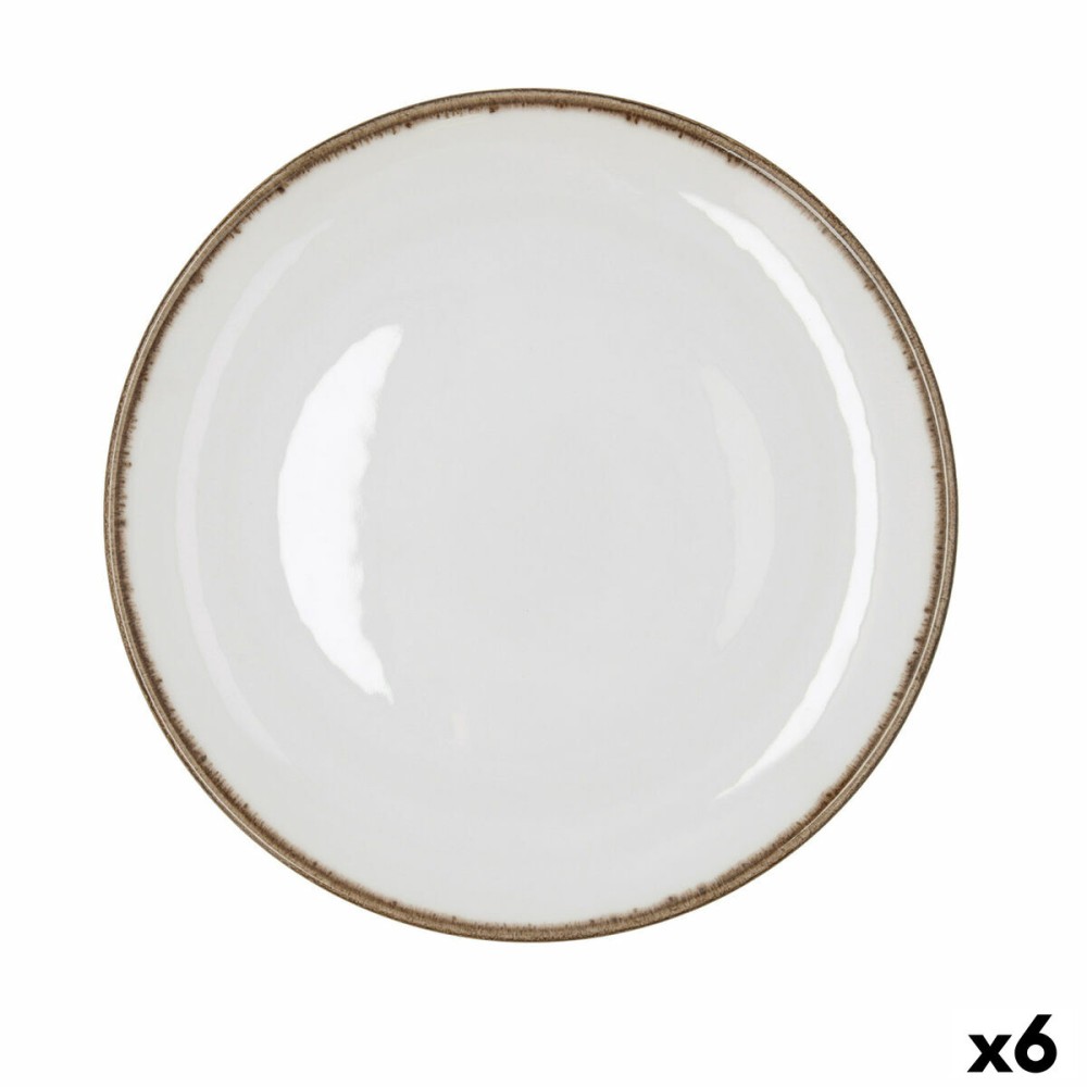Flat Plate Bidasoa Orion Hydrozero White Ceramic Ø 27 cm (6 Units)