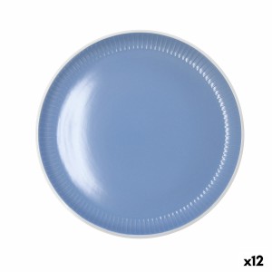 Flat Plate Bidasoa Moana Blue Ceramic Ø 26 cm (12 Units)
