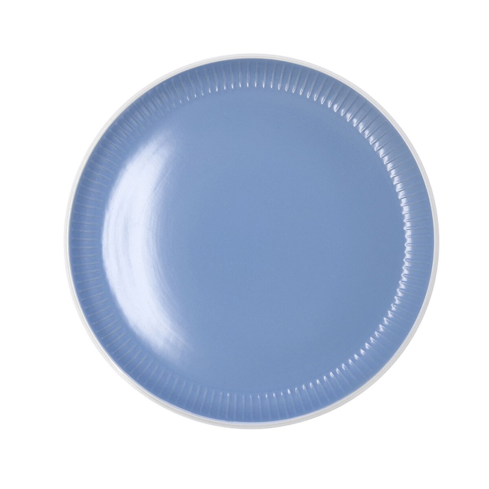 Flat Plate Bidasoa Moana Blue Ceramic Ø 26 cm (12 Units)