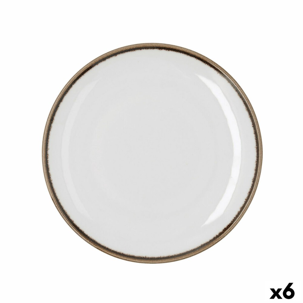 Flat Plate Bidasoa Orion Hydrozero White Ceramic Ø 25 cm (6 Units)