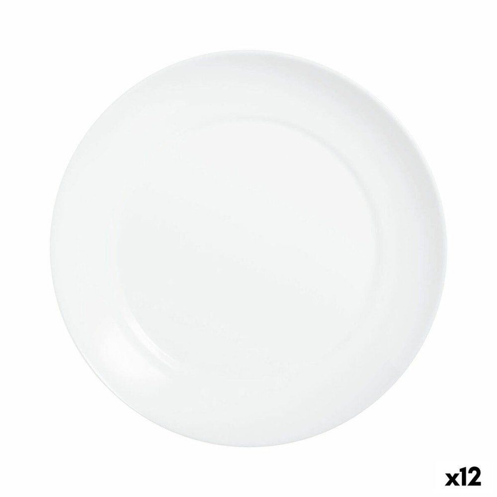 Flat Plate Luminarc Apy White Glass Ø 25 cm (12 Units)