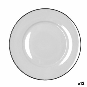 Flat Plate Bidasoa Glacial Filo White Ceramic Ø 27 cm (12 Units)