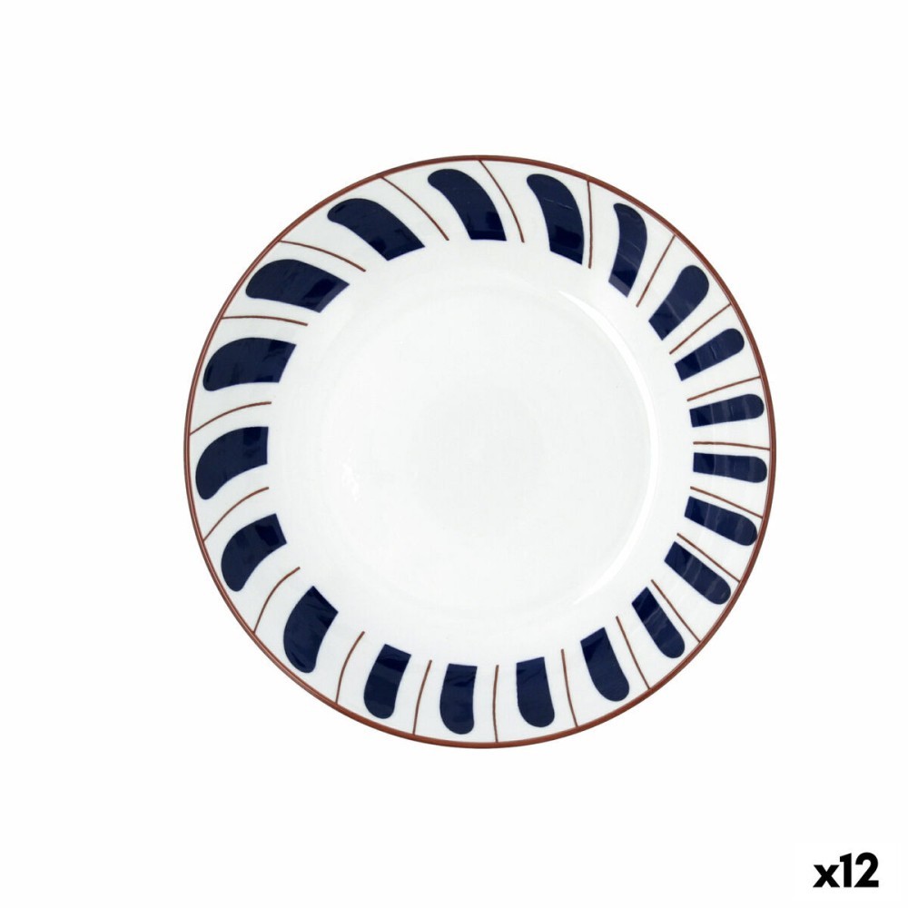 Deep Plate Bidasoa Oceanika Blue Ceramic Ø 20 cm (12 Units)