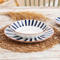 Deep Plate Bidasoa Oceanika Blue Ceramic Ø 20 cm (12 Units)