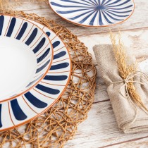 Deep Plate Bidasoa Oceanika Blue Ceramic Ø 20 cm (12 Units)