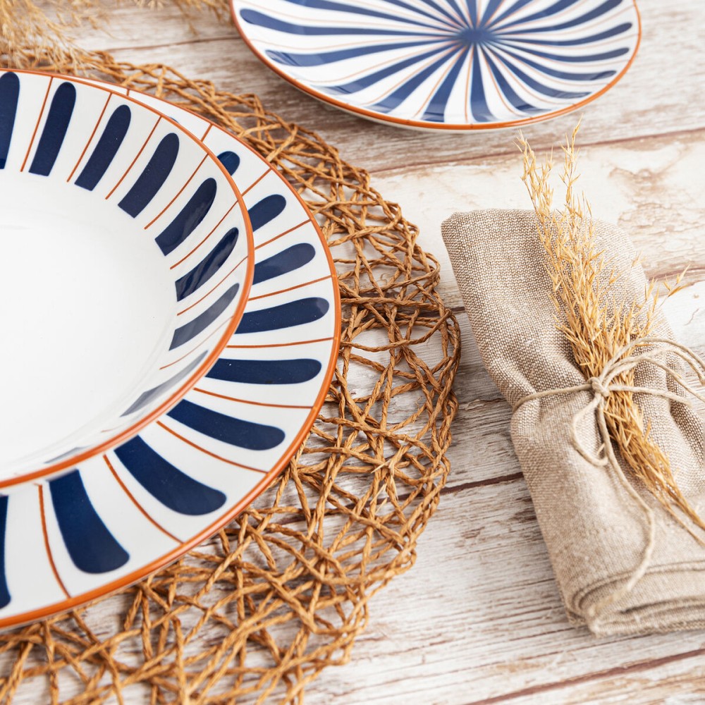 Assiette creuse Bidasoa Oceanika Bleu Céramique Ø 20 cm (12 Unités)