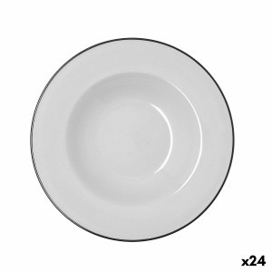 Deep Plate Bidasoa Glacial Filo White Ceramic Ø 23,5 cm (24 Units)