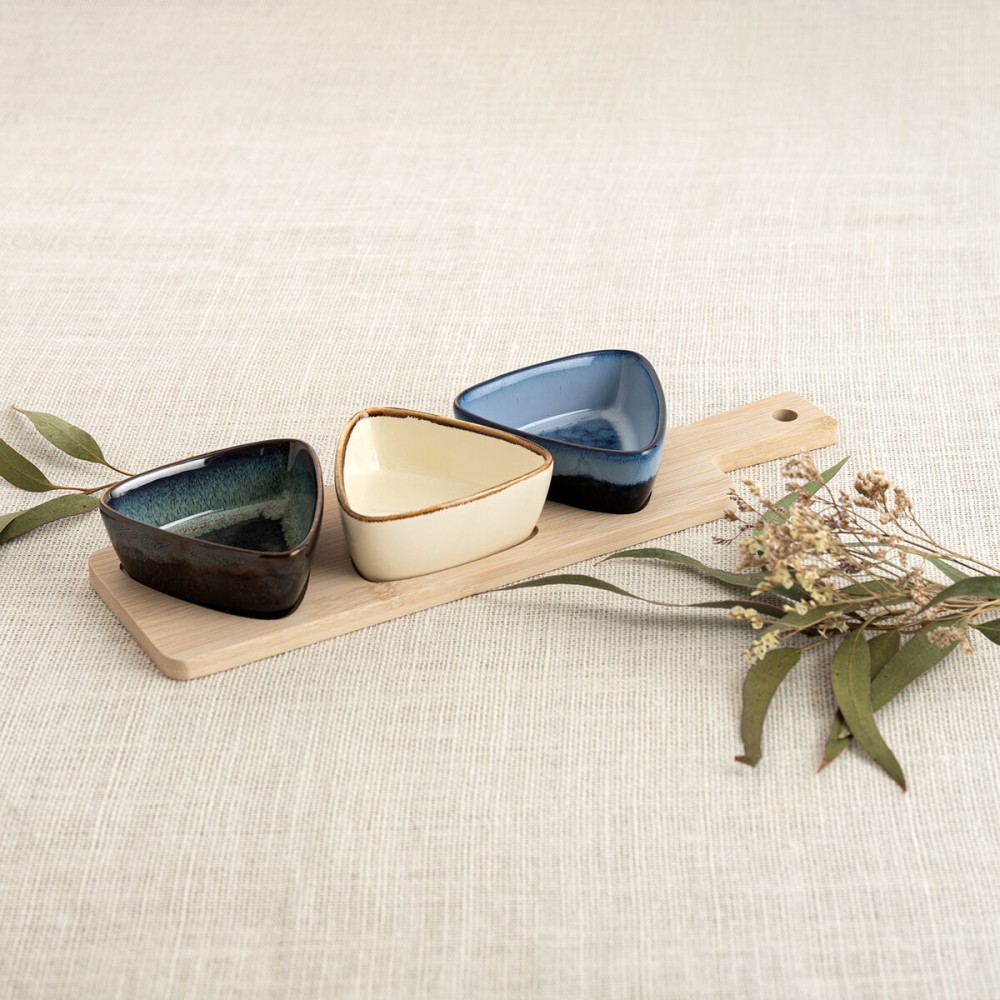 Appetizer Set Bidasoa Moana Multicolour Ceramic 34 x 9,5 x 4,5 cm 4 Pieces (12 Units)