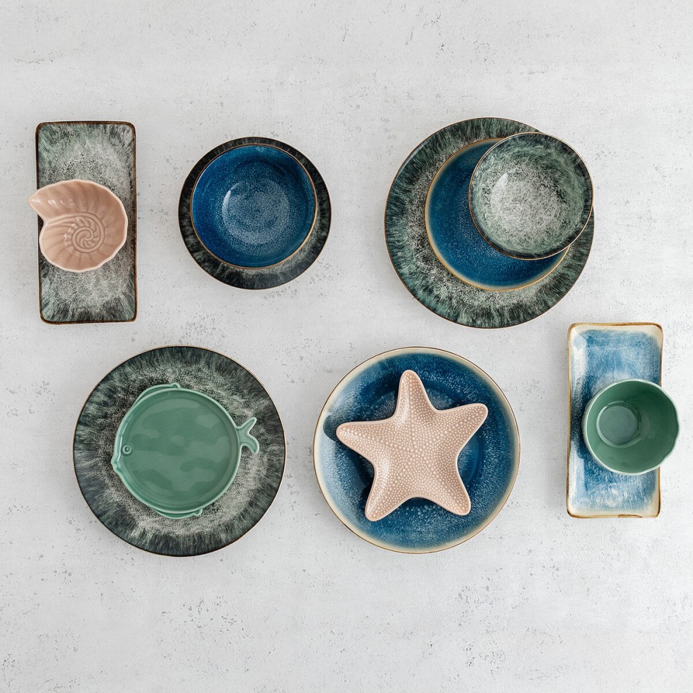 Snack Bowl Bidasoa Aura Stela Green Ceramic 12 x 12 x 5 cm (6 Units)