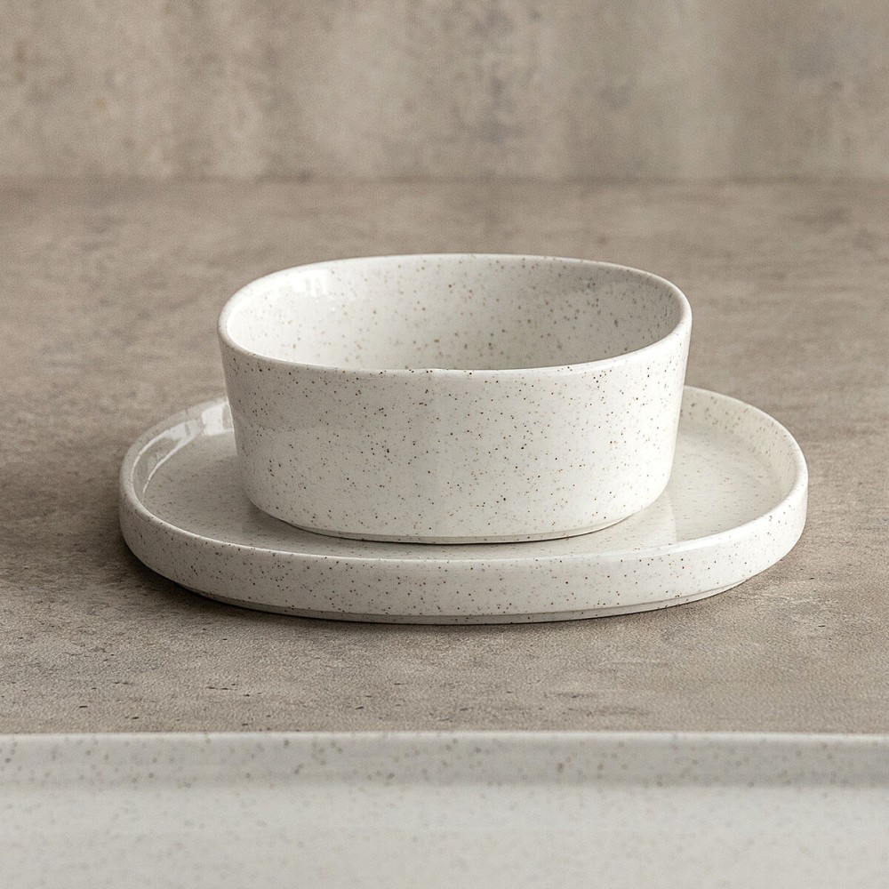 Snack Bowl Bidasoa Elite White Ceramic 18 x 18 x 3,5 cm (8 Units)