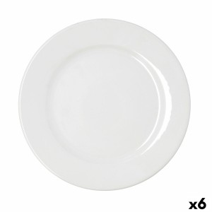 Flat Plate Bidasoa Serenity Hydrozero White Ceramic Ø 30 cm (6 Units)