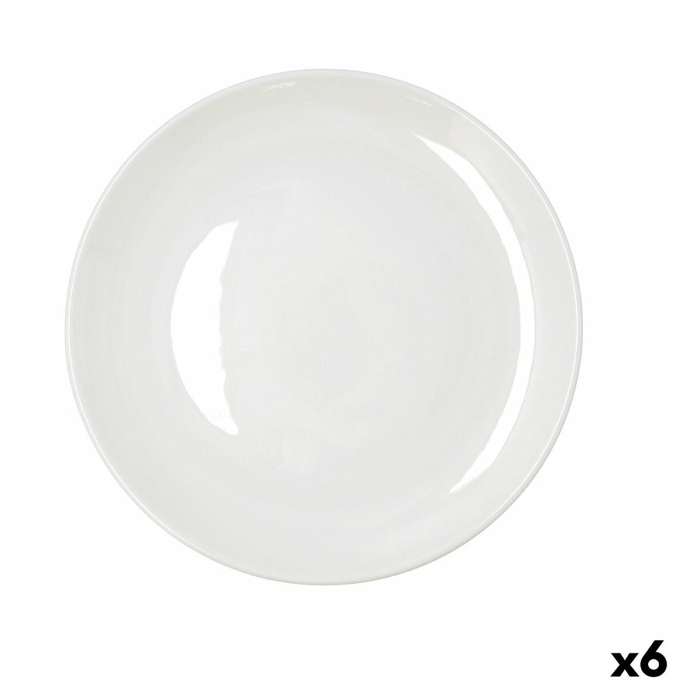 Flat Plate Bidasoa Harmony Hydrozero White Ceramic Ø 27 cm (6 Units)
