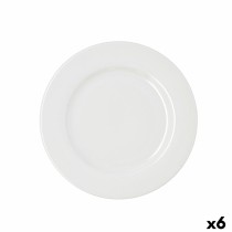Flat Plate Bidasoa Serenity Hydrozero White Ceramic Ø 25 cm (6 Units)