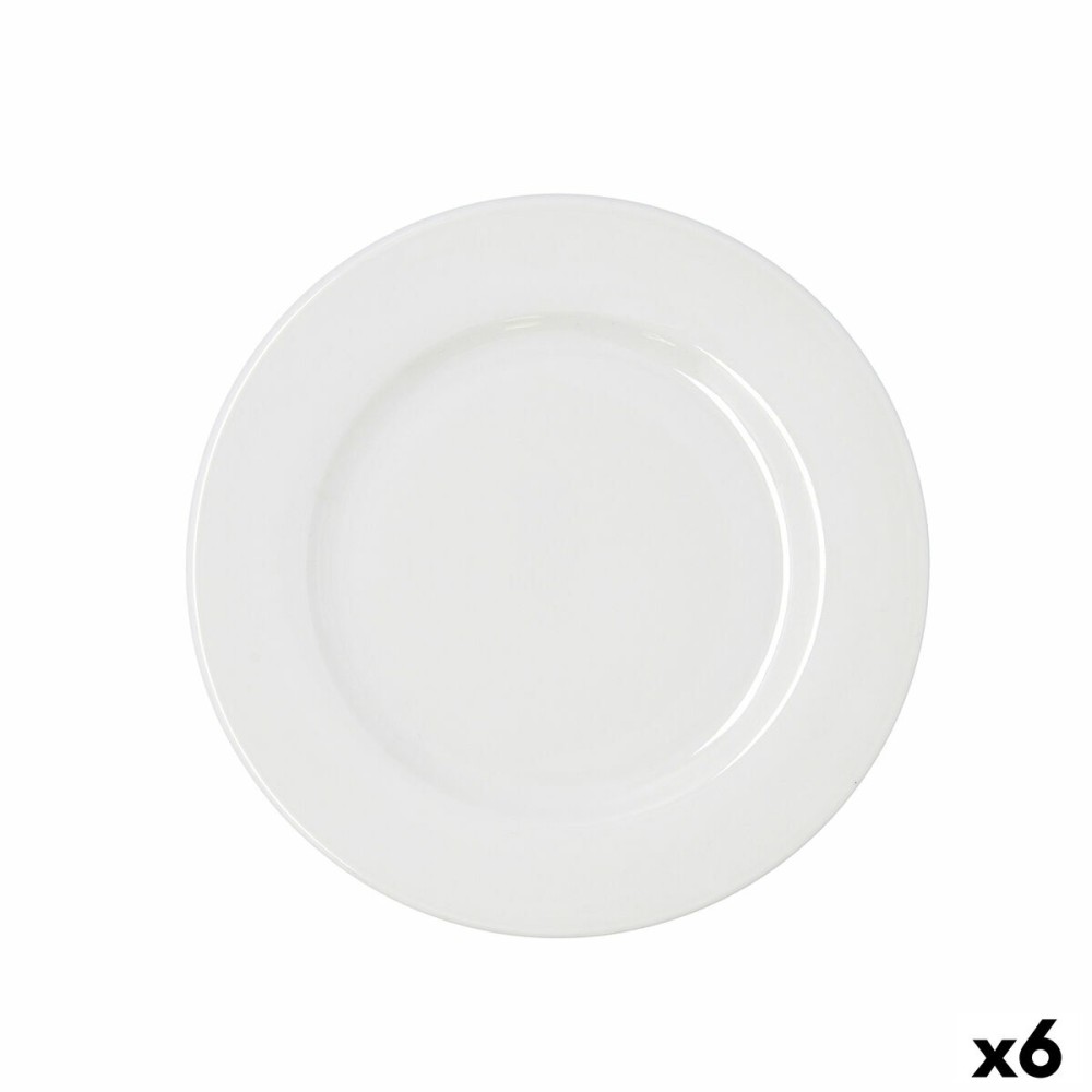 Flat Plate Bidasoa Serenity Hydrozero White Ceramic Ø 25 cm (6 Units)