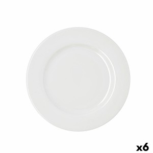 Flat Plate Bidasoa Serenity Hydrozero White Ceramic Ø 25 cm (6 Units)