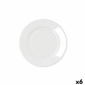 Flacher Teller Bidasoa Serenity Hydrozero Weiß aus Keramik Ø 21 cm (6 Stück)