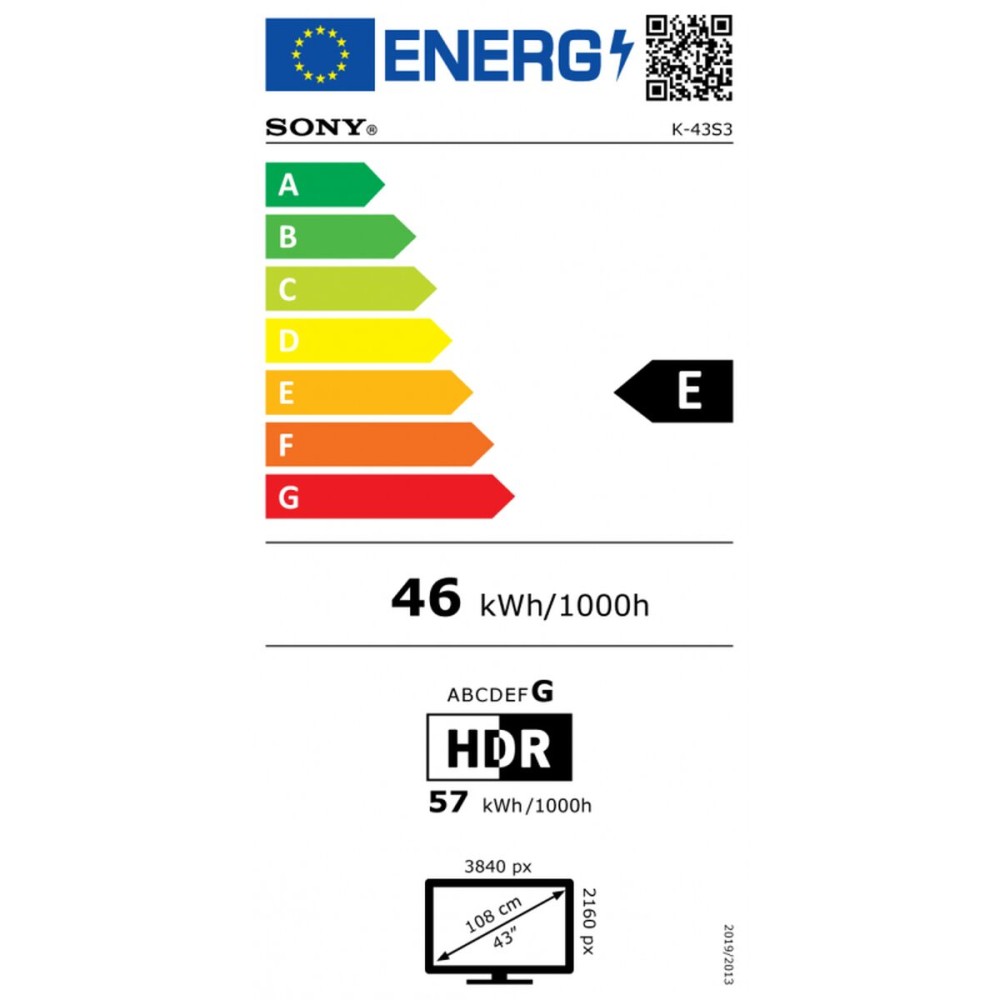 TV intelligente Sony K43S35BP 43" 4K Ultra HD