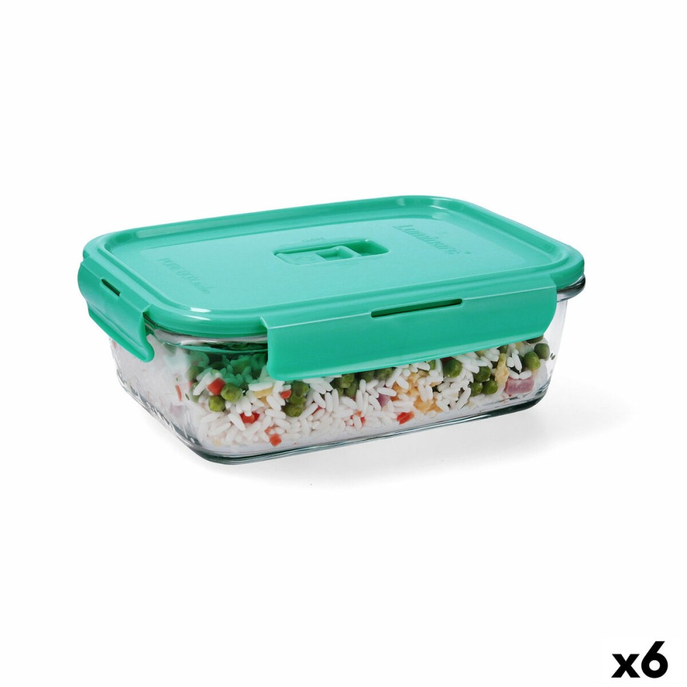 Lunchbox hermetisch Luminarc Turquesa türkis Glas 1,22 L (6 Stück)