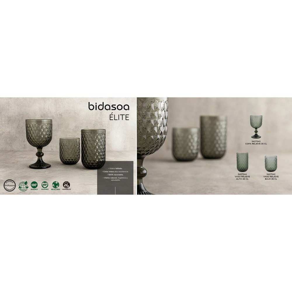 Wineglass Bidasoa Elite Grey Glass 350 ml (6 Units)