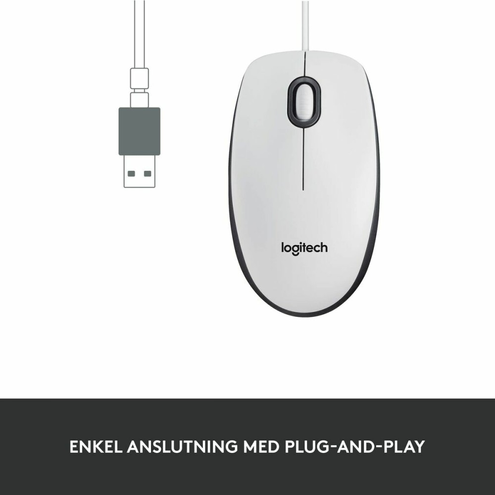 Mouse with Cable and Optical Sensor Logitech 910-006764 White 1000 dpi