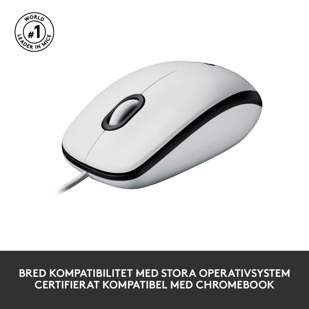 Mouse with Cable and Optical Sensor Logitech 910-006764 White 1000 dpi