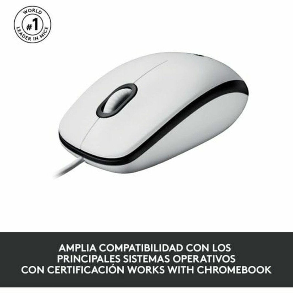 Mouse with Cable and Optical Sensor Logitech 910-006764 White 1000 dpi