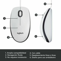 Mouse with Cable and Optical Sensor Logitech 910-006764 White 1000 dpi
