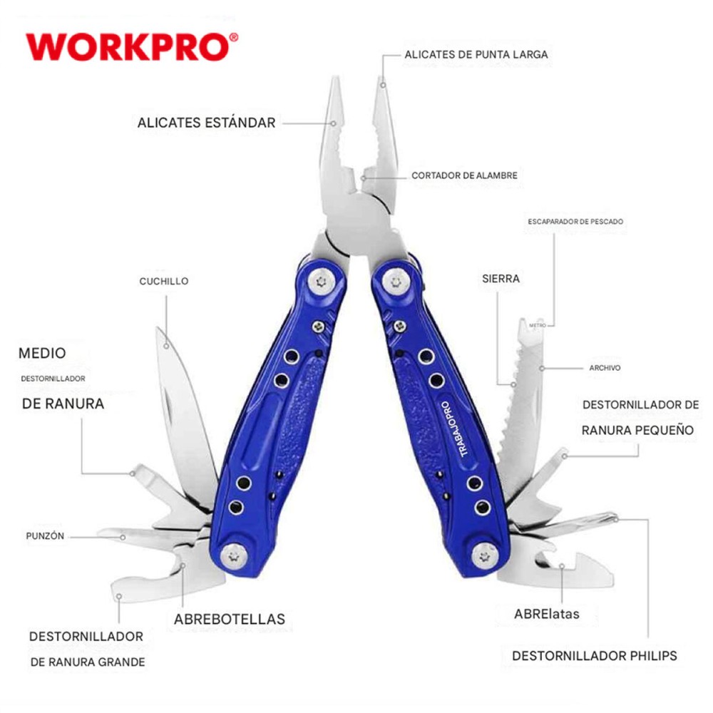 Multiwerkzeug Workpro 15 in 1 Blau