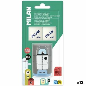 Ensemble Gomme et Taille-Crayon Milan COMPACT ALIENS Multicouleur 3 Pièces (12 Unités)
