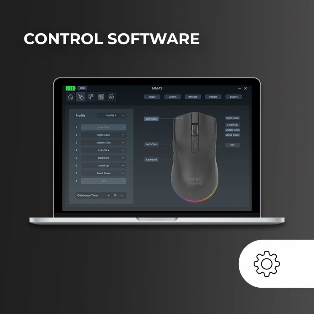 Gaming Mouse Mars Gaming MMT3 Black