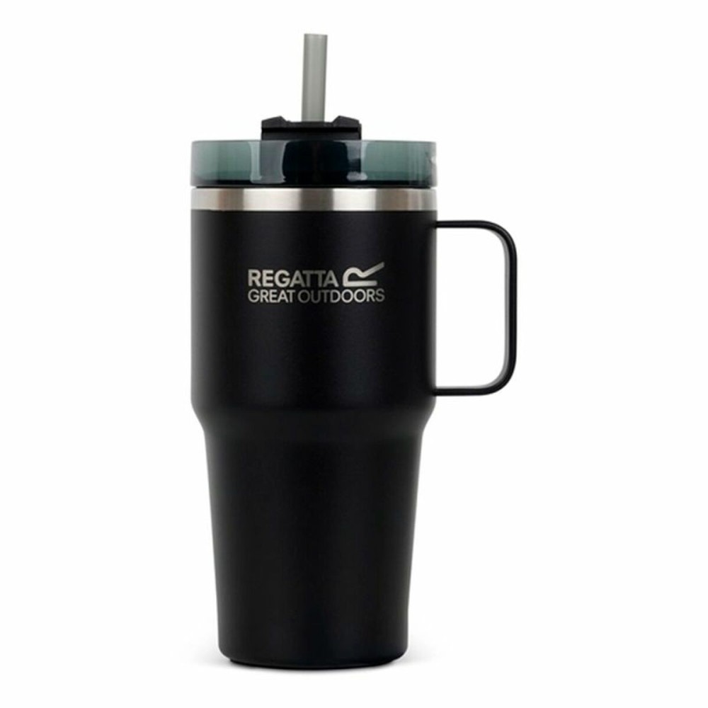 Cup with Straw Regatta Thermo Insulated Mug Black 600 ml Stainless steel