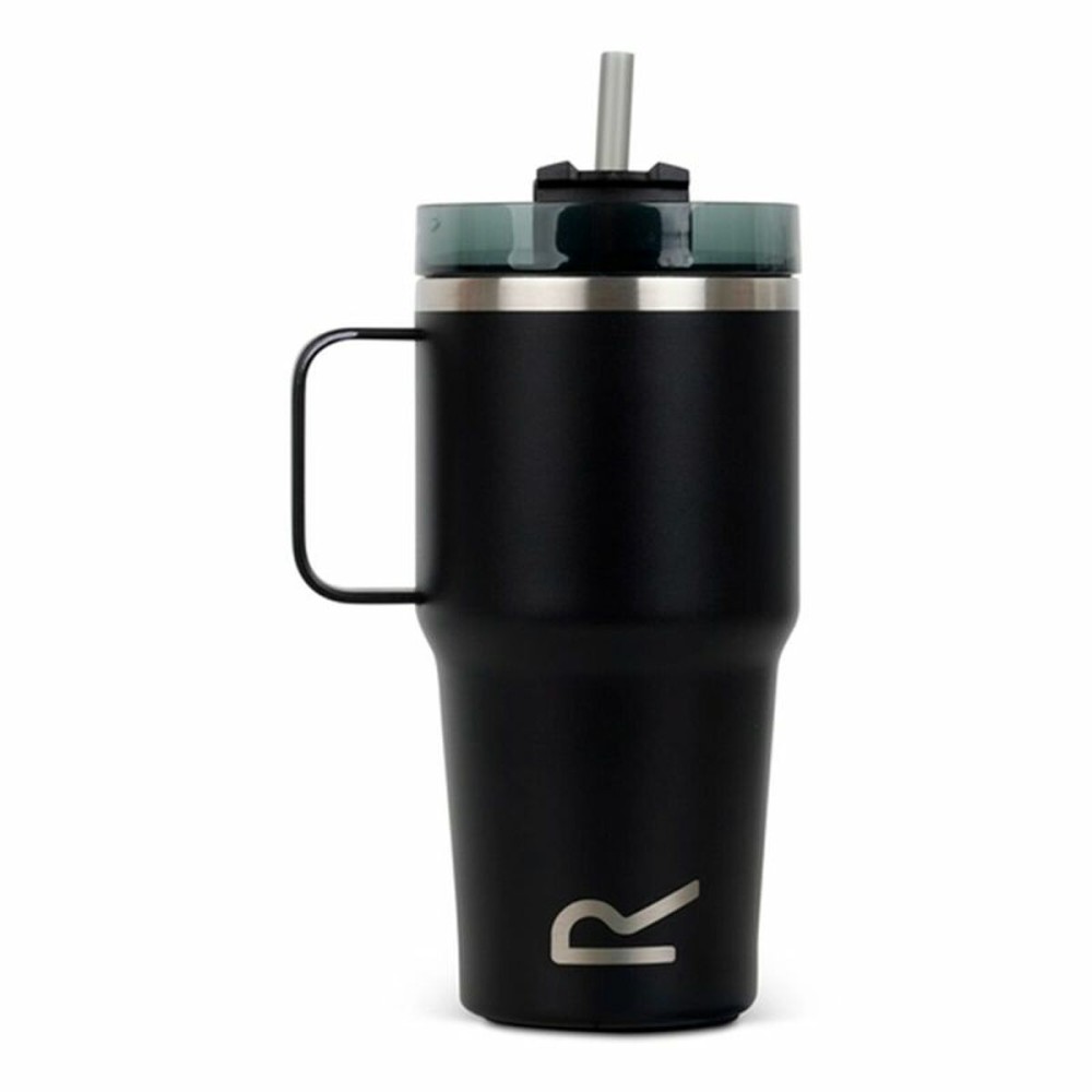 Cup with Straw Regatta Thermo Insulated Mug Black 600 ml Stainless steel