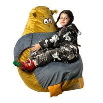 Puff GO GIFT Gold Grau Samt 130 x 90 cm
