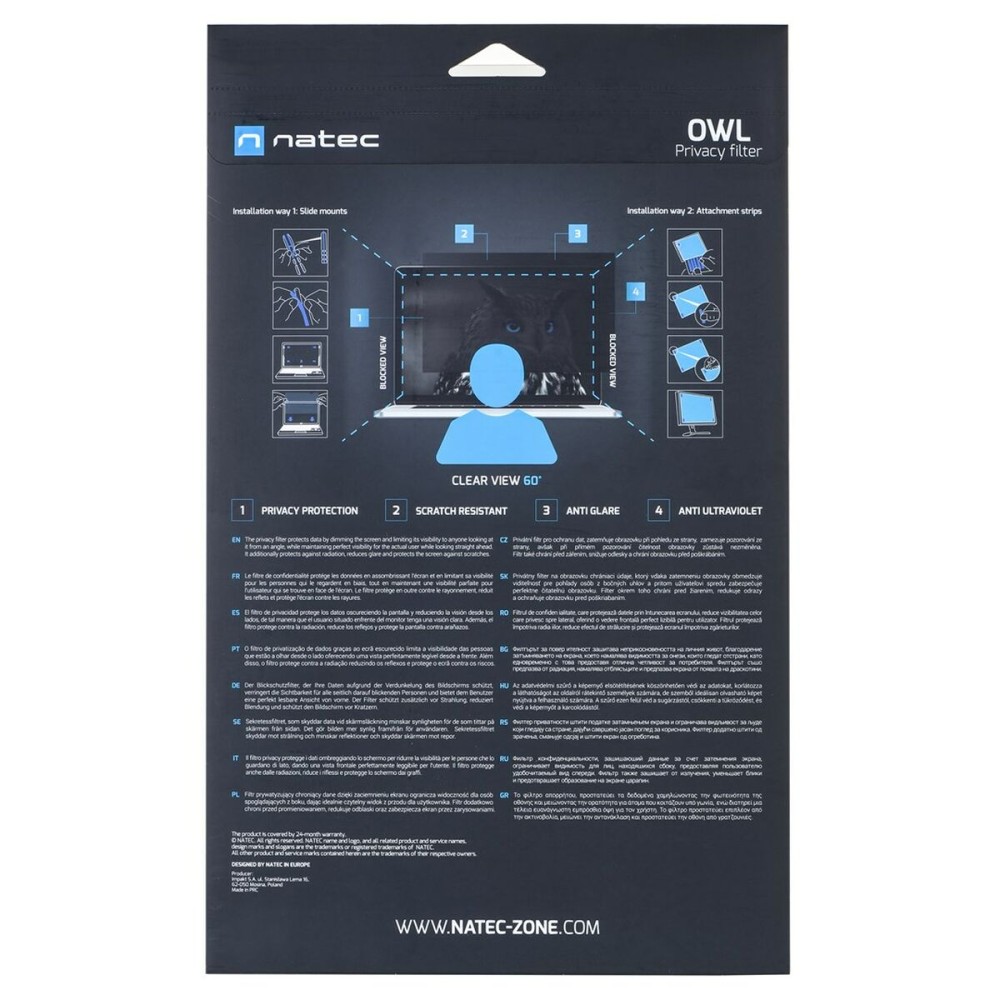 Filtre de Confidentialité pour Moniteur Natec NFP-2288