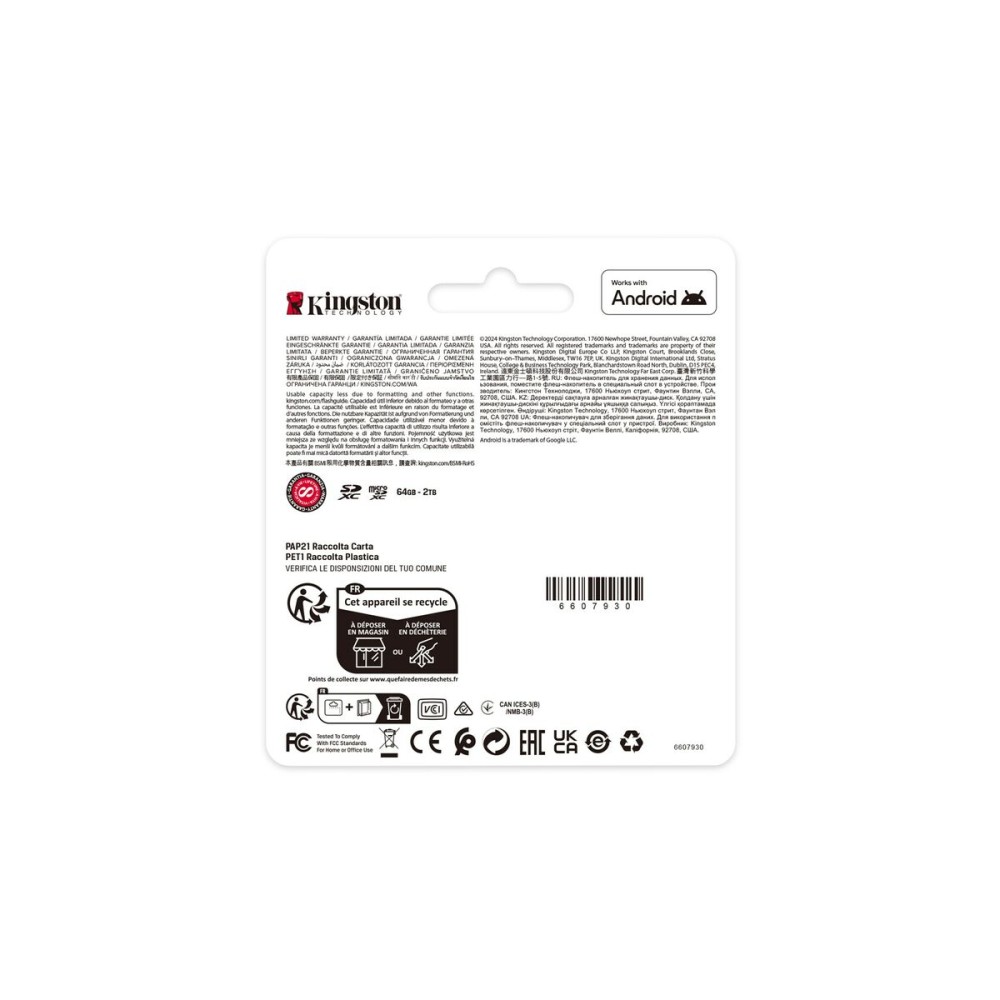 Carte Mémoire Micro SD avec Adaptateur Kingston SDCS3/512GB 512 GB
