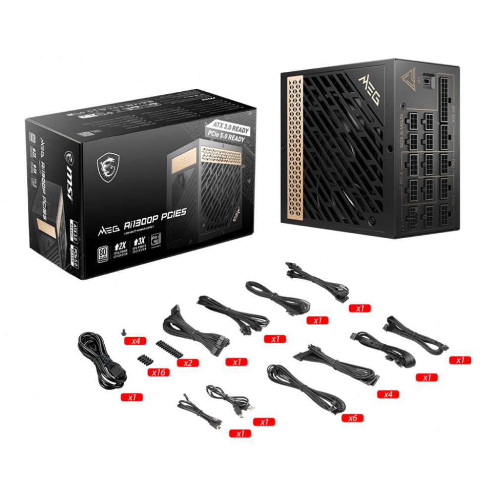 Stromquelle MSI MEG AI1300P PCIE5 ATX 1300 W 80 Plus Gold