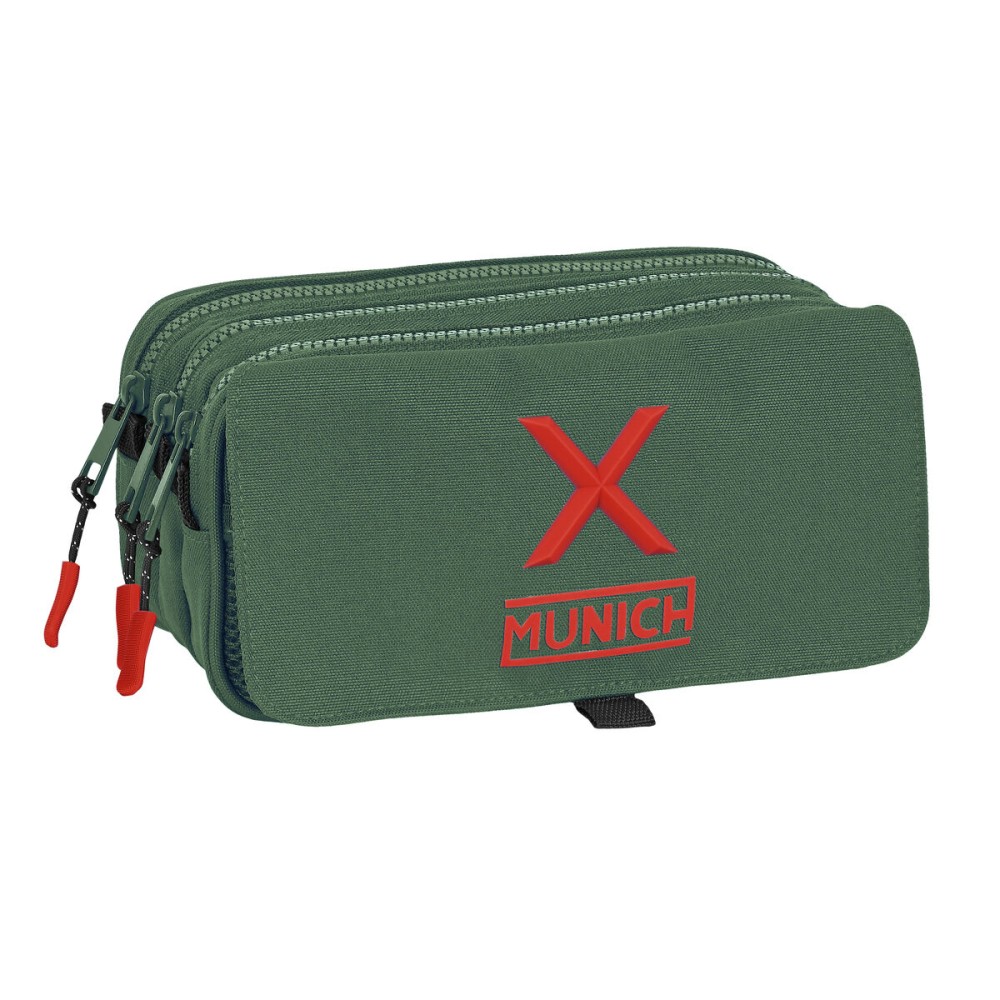 Dreifaches Mehrzweck-Etui Munich Verde grün (21,5 x 10 x 8 cm)