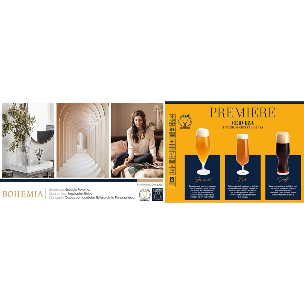 Verre Bohemia Crystal Premiere Universal Transparent verre 630 ml Bière (6 Unités)