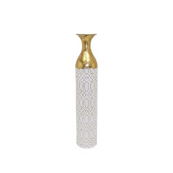 Floor vase Alexandra House Living White Golden Metal 15 x 78 x 15 cm